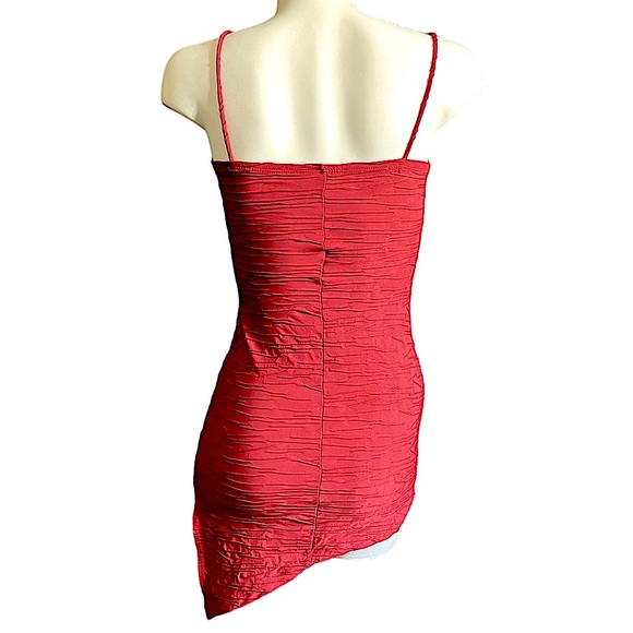 Symmetrical Red Stretchy Dress. Size Small. - Picture 2 of 3